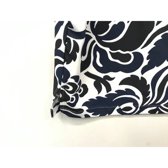 LOFT Shift Dress Women's Size M Long Sleeve Black White Navy Floral - Picture 4 of 8